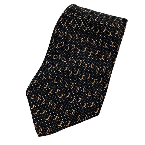 KETCH Black Gold Rectangle Tie Necktie Traditional Men's 56 X 3.75 - Picture 1 of 4